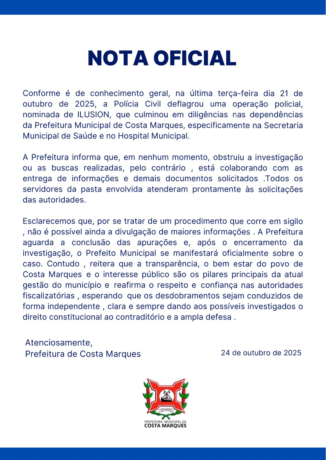 NOTA DE ESCLARECIMENTO